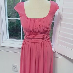 💖 Boston Proper Vibrant Pink Flowy Boat Neck Dress, Size 6 💖